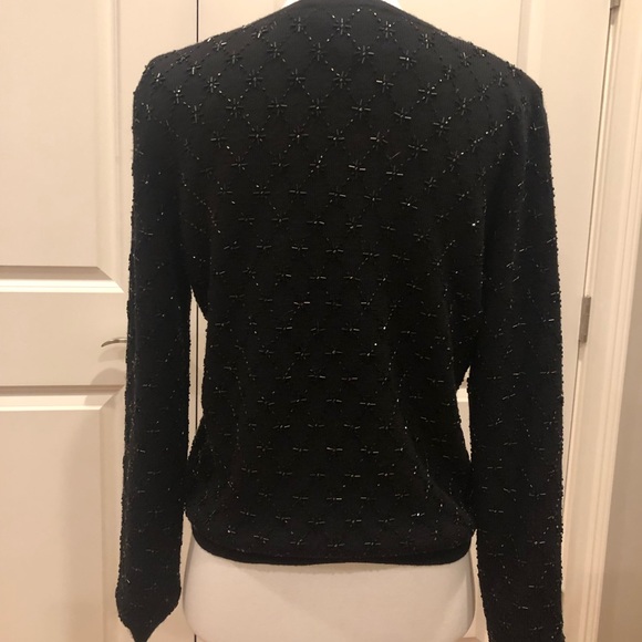 ANN TAYLOR wool black embellished cardigan - Picture 3 of 9